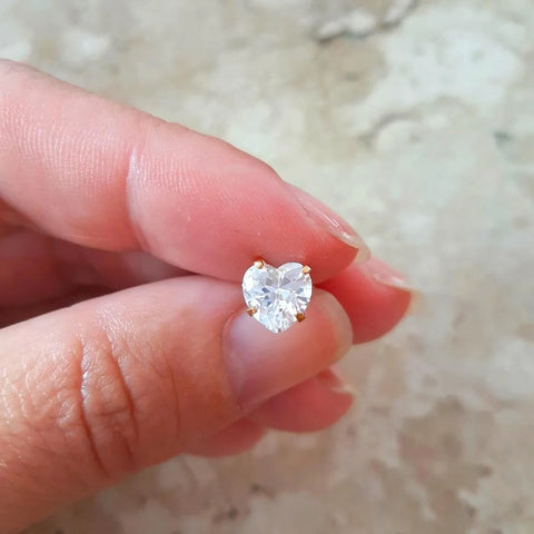 Solitaire Heart Studs